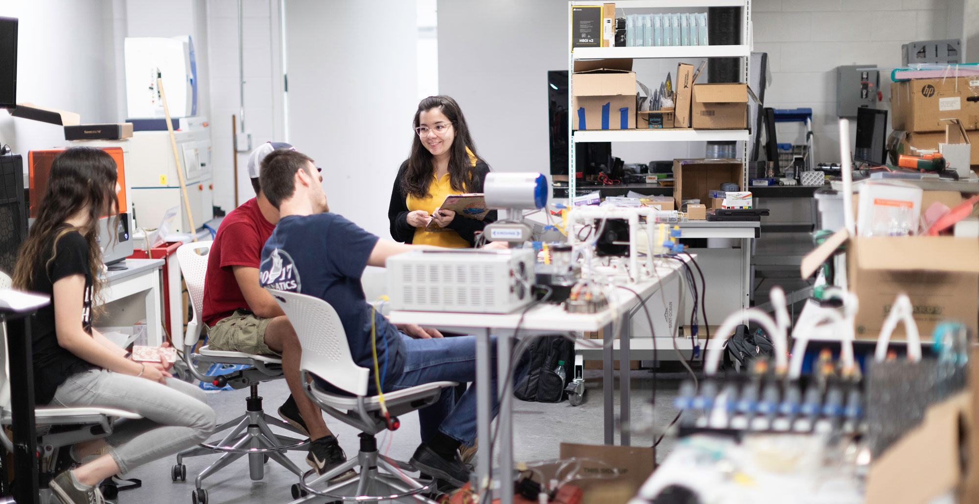 student group working in lab