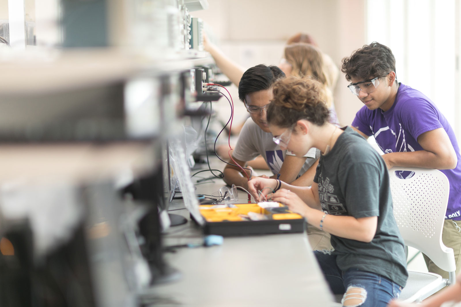 Students in electrical engineering lab