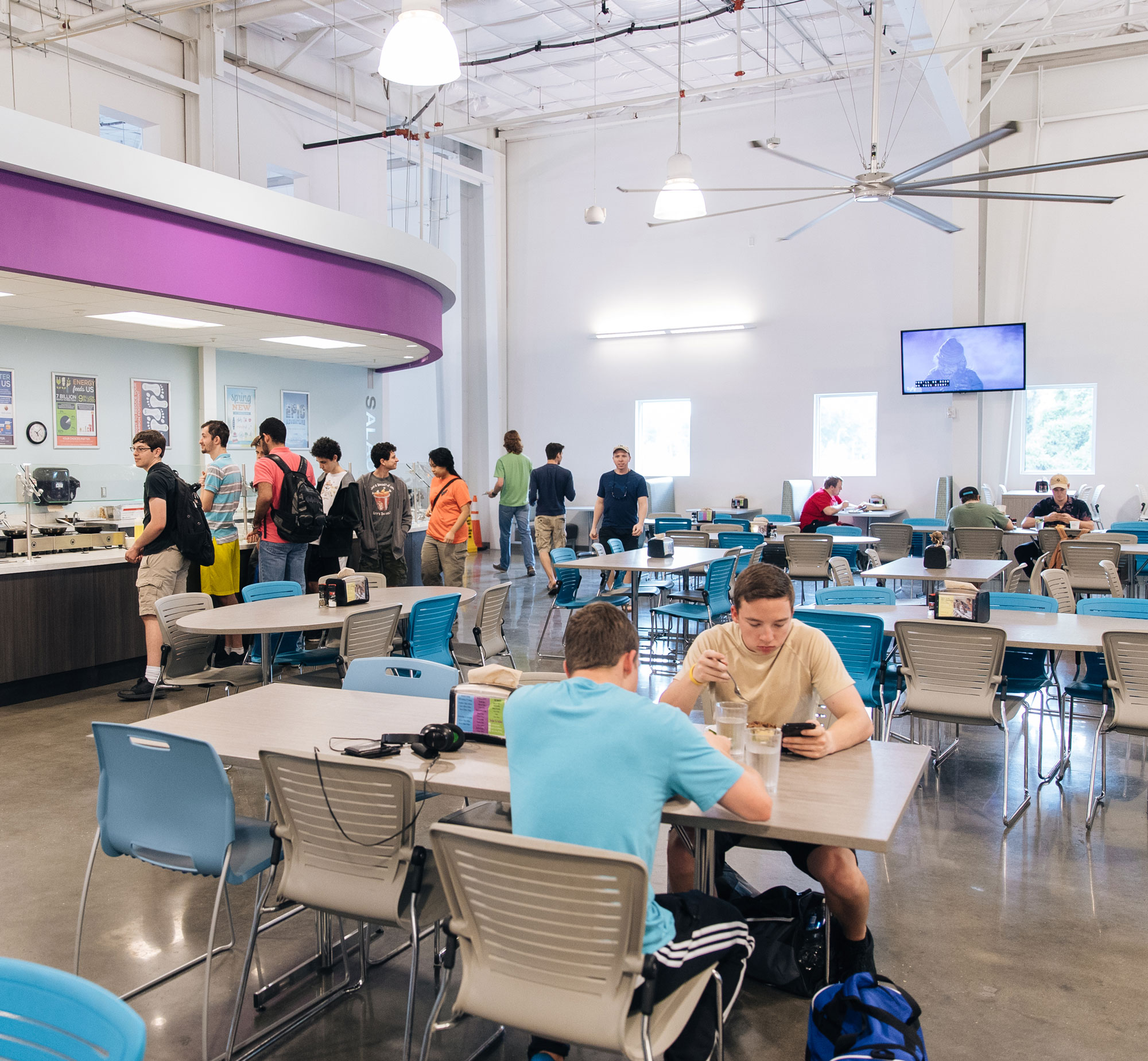 Students in dining center.