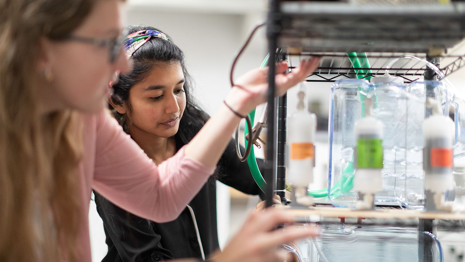 Female students working on a project