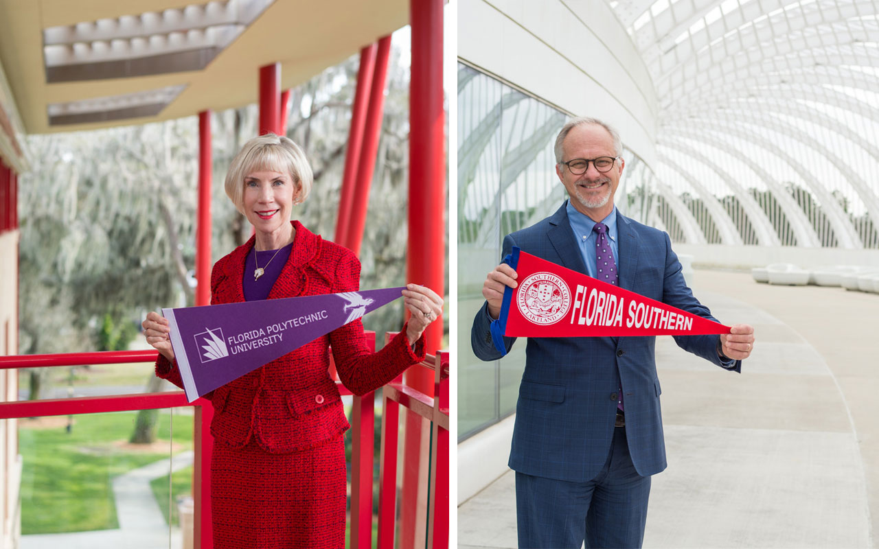 Dr. Anne B. Kerr, left, president of Florida Southern College, and Dr. Randy K. Avent, president of Florida Polytechnic University