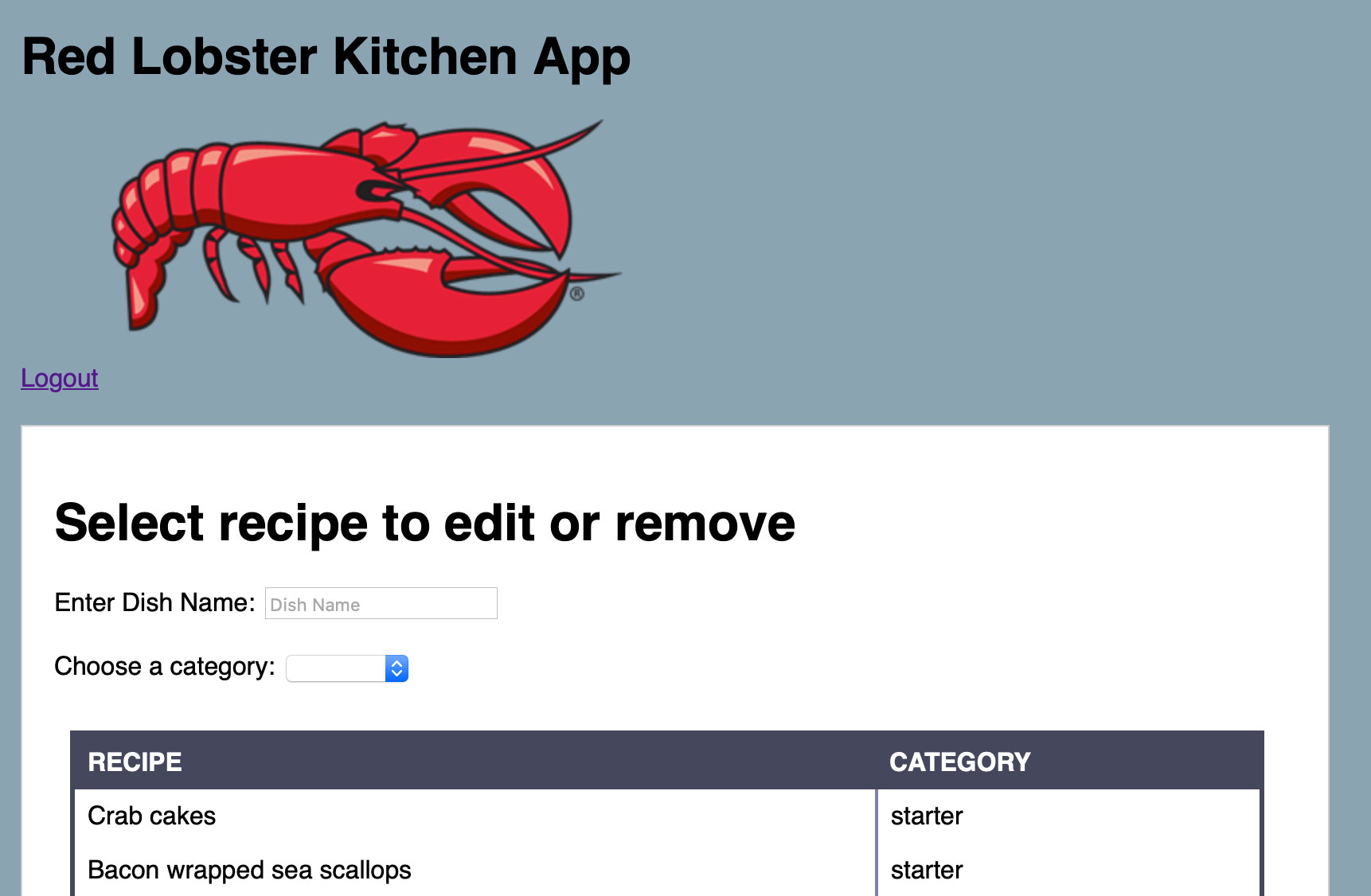 red lobster software screenshot