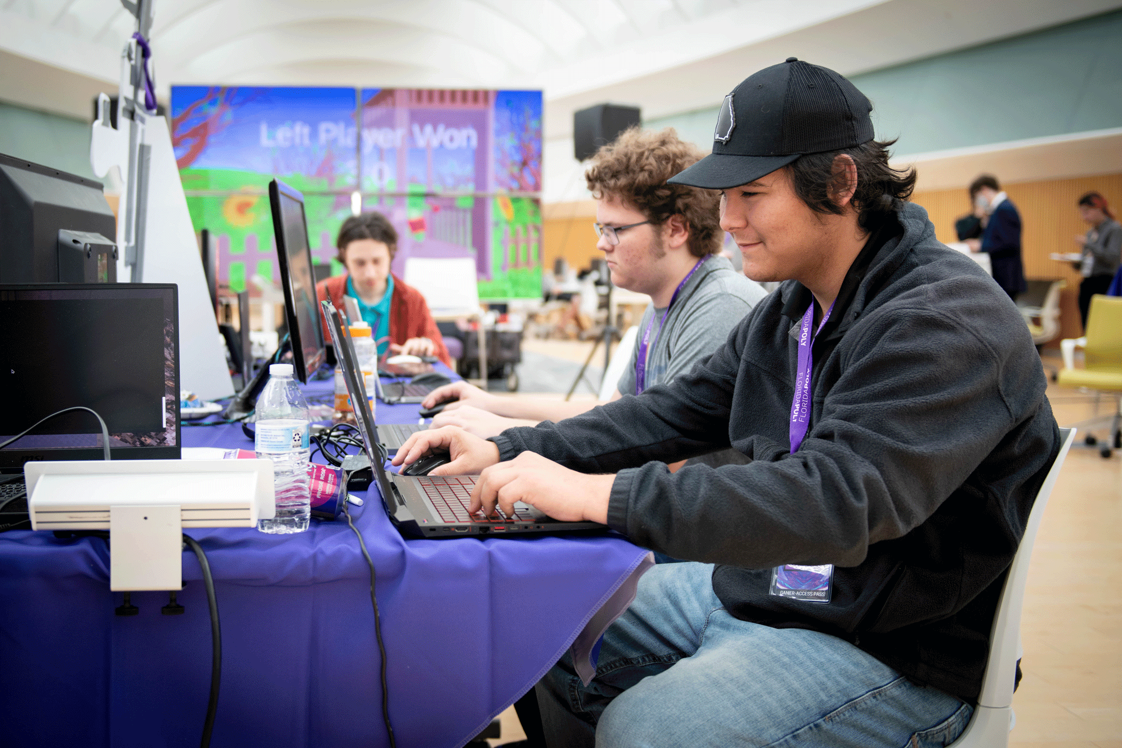 Students play video games at the Spring Game Expo