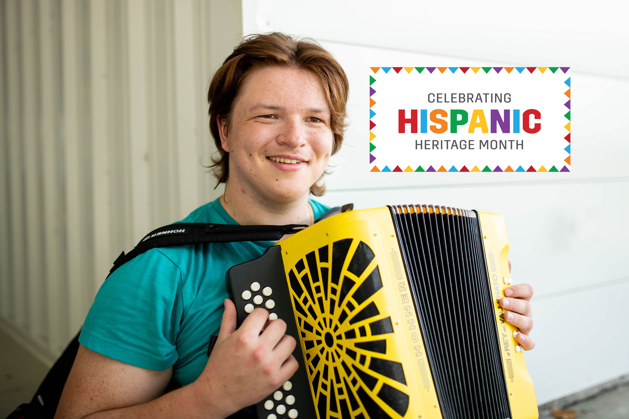 Andrew Franz Pulido plays the accordion at Florida Polytechnic University