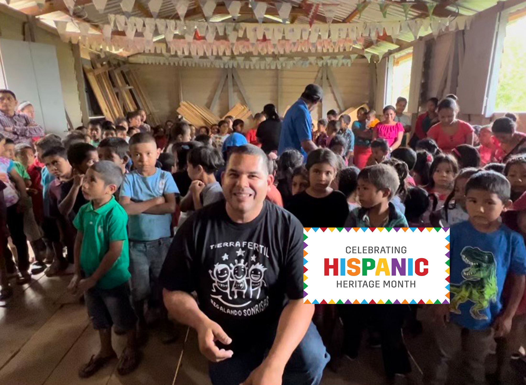 Jorge Velazquez with children he assists in a village in Honduras.