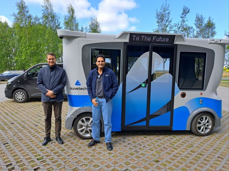 Dr. Rahul Razdan (right), senior director for special projects at Florida Polytechnic University, is joined by Johannes Mossove, CEO of Auvetech.