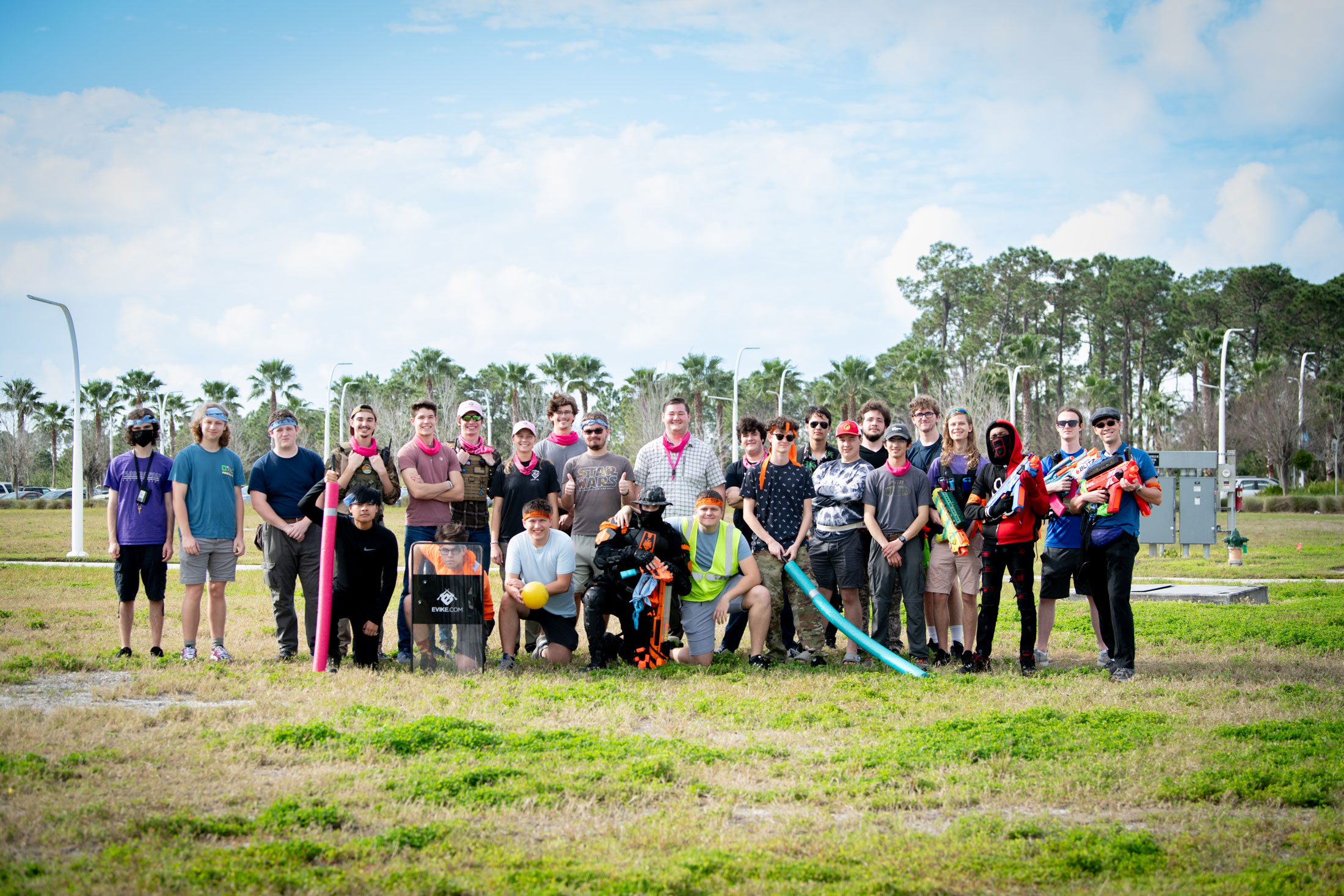 Florida Polytechnic University students play the biannual Humans vs. Zombies Nerf tag game.