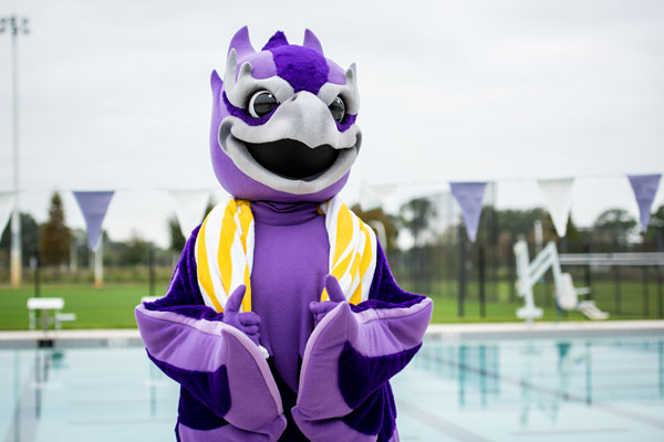 Phoenix mascot with a pool towel