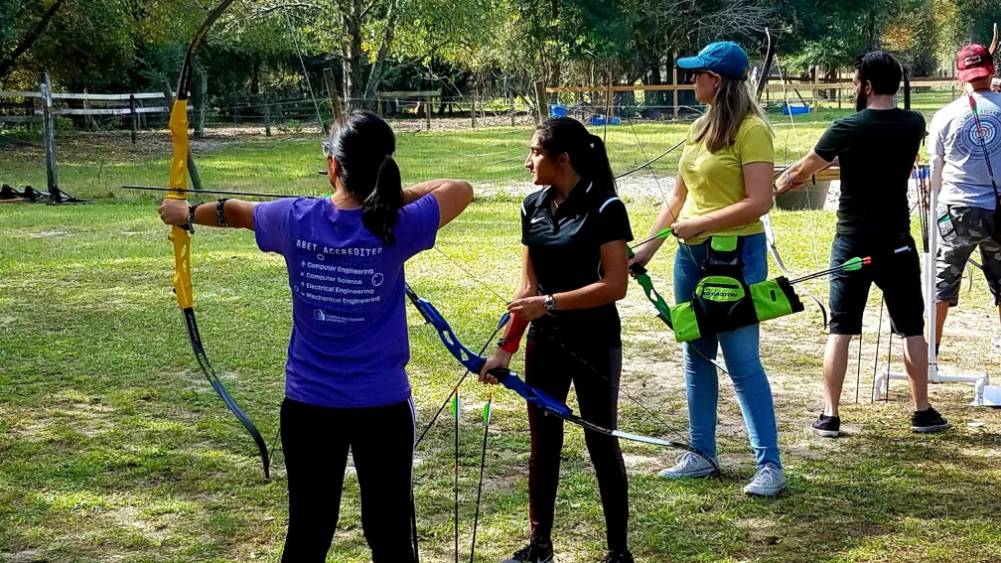 archery team on range