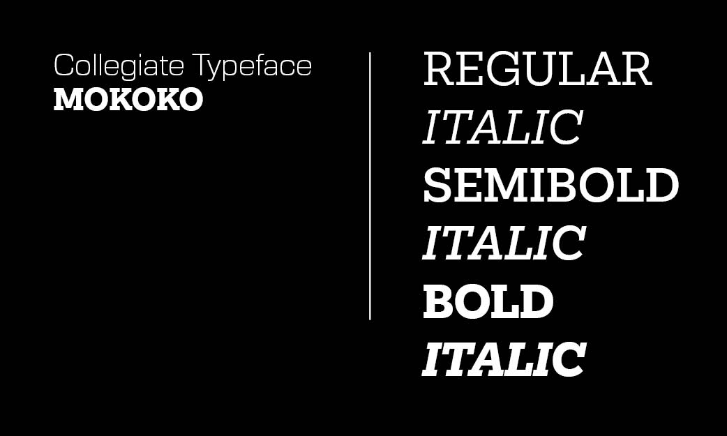 collegiate typeface - mokoko