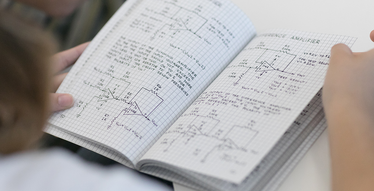 Close up of journal notes