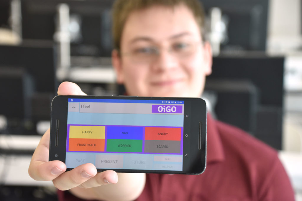 Florida Poly student showing Ogio App