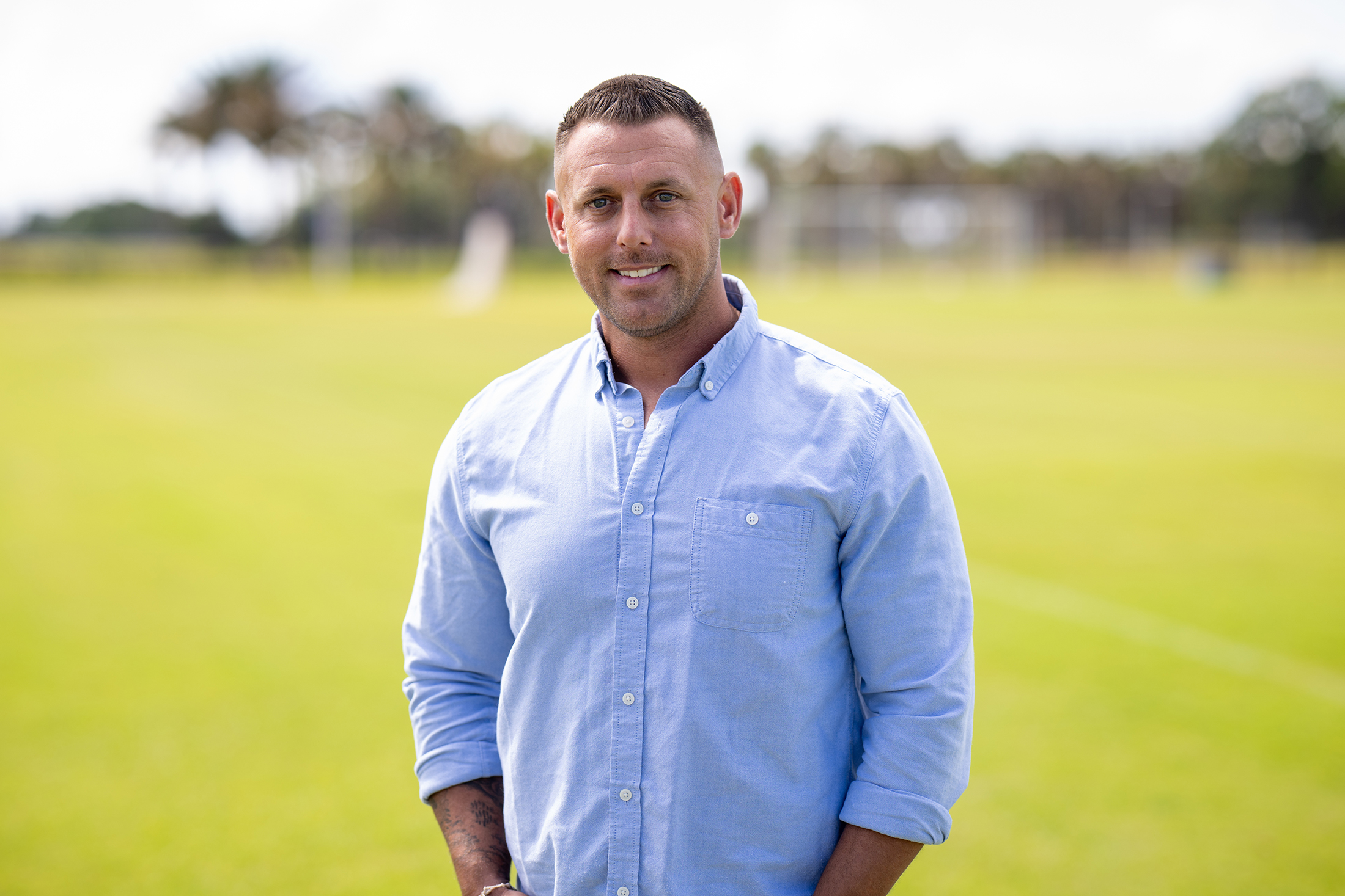 Head Women's Soccer Coach Jack Paris portrait outdoors