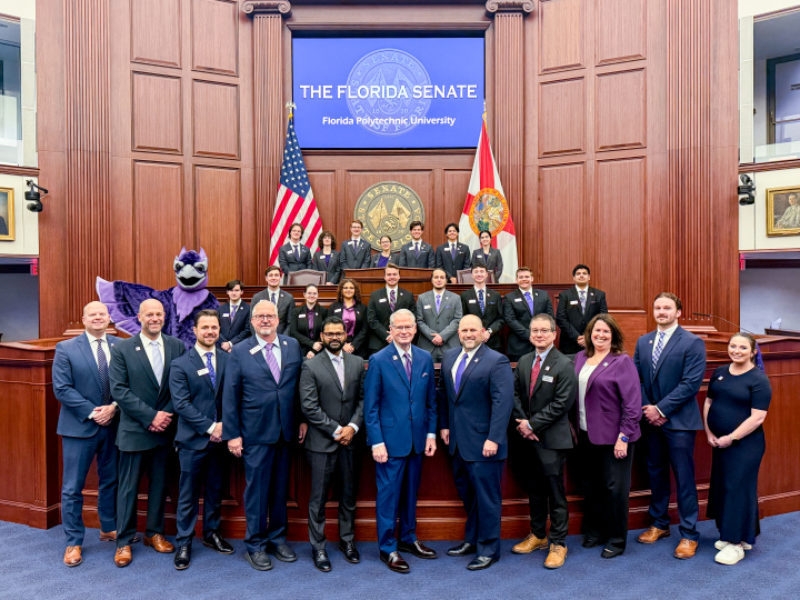 Florida Poly leaders and Presidential Ambassadors at the Florida State Capitol.