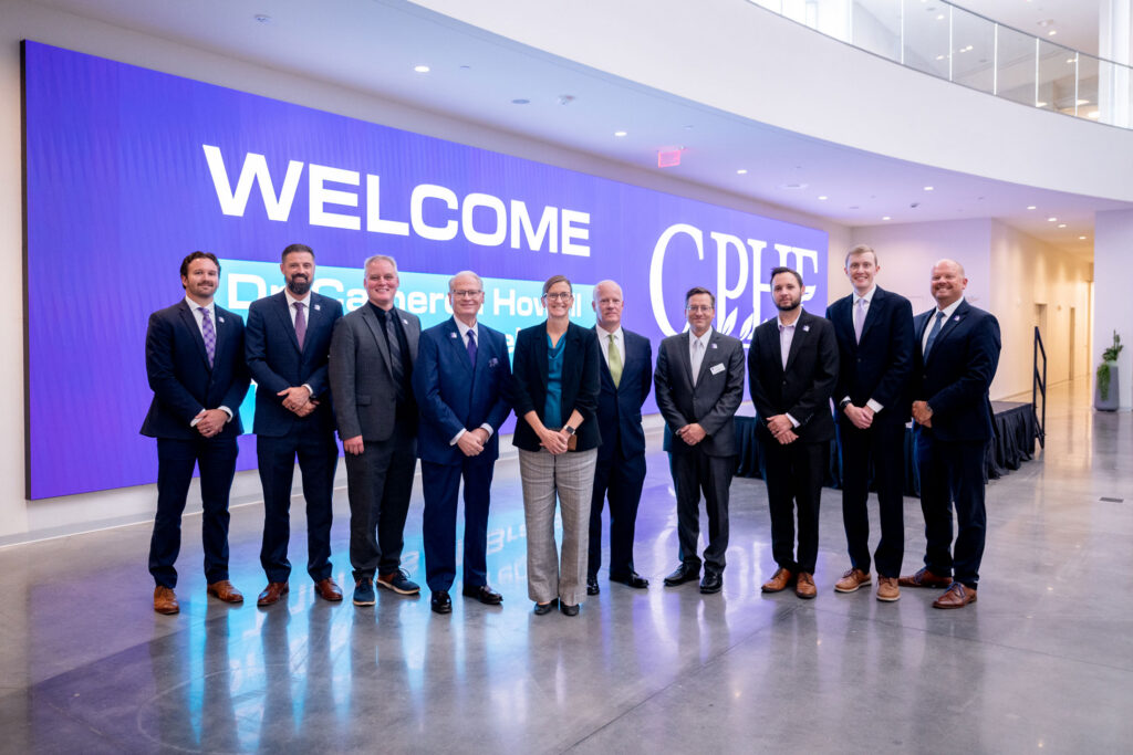The Commission for Public Higher Education (CPHE) and representatives from Florida Polytechnic University gather during CPHE’s inaugural site visit at the institution on Aug. 5-6.