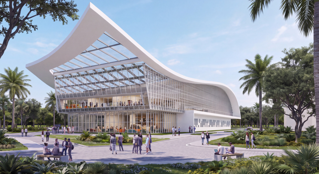 Exterior image rendering of the StAC at Florida Poly.