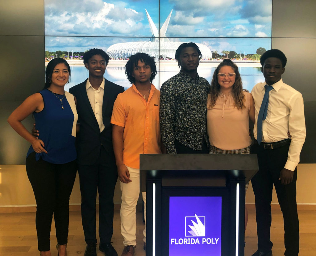 Florida Polytechnic University Rotaract Club members (from left), Maria Paula Gomez Jared Nurse; Troy Kelly, Sheldon Taylor, Vanessa Townsend, and Charisma Clarck are raising money for relief for the Bahamas in the wake of Hurricane Dorian.