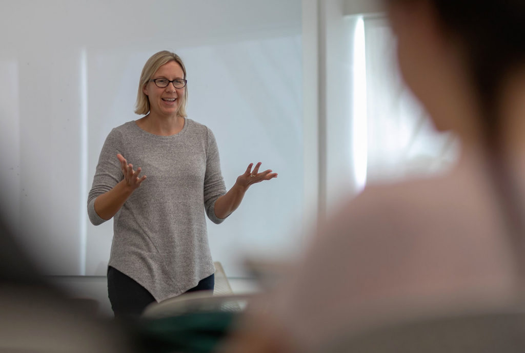 Susan LeFrancois professor teaching in classroom.