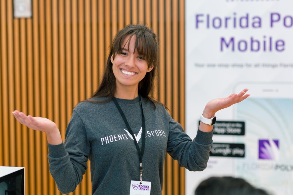 Female Florida Poly student at e-sport competition